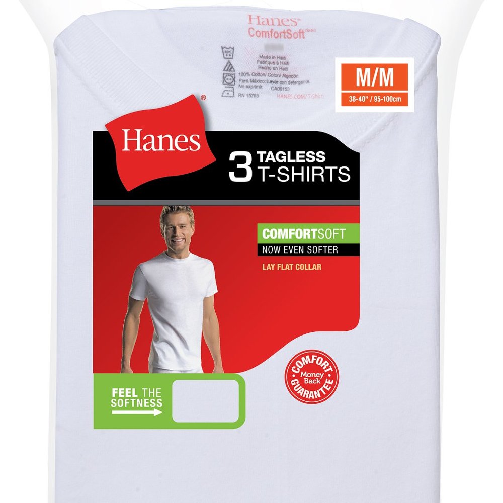 Hanes Men's Comfortsoft Cotton Tagless TShirts 3Pk